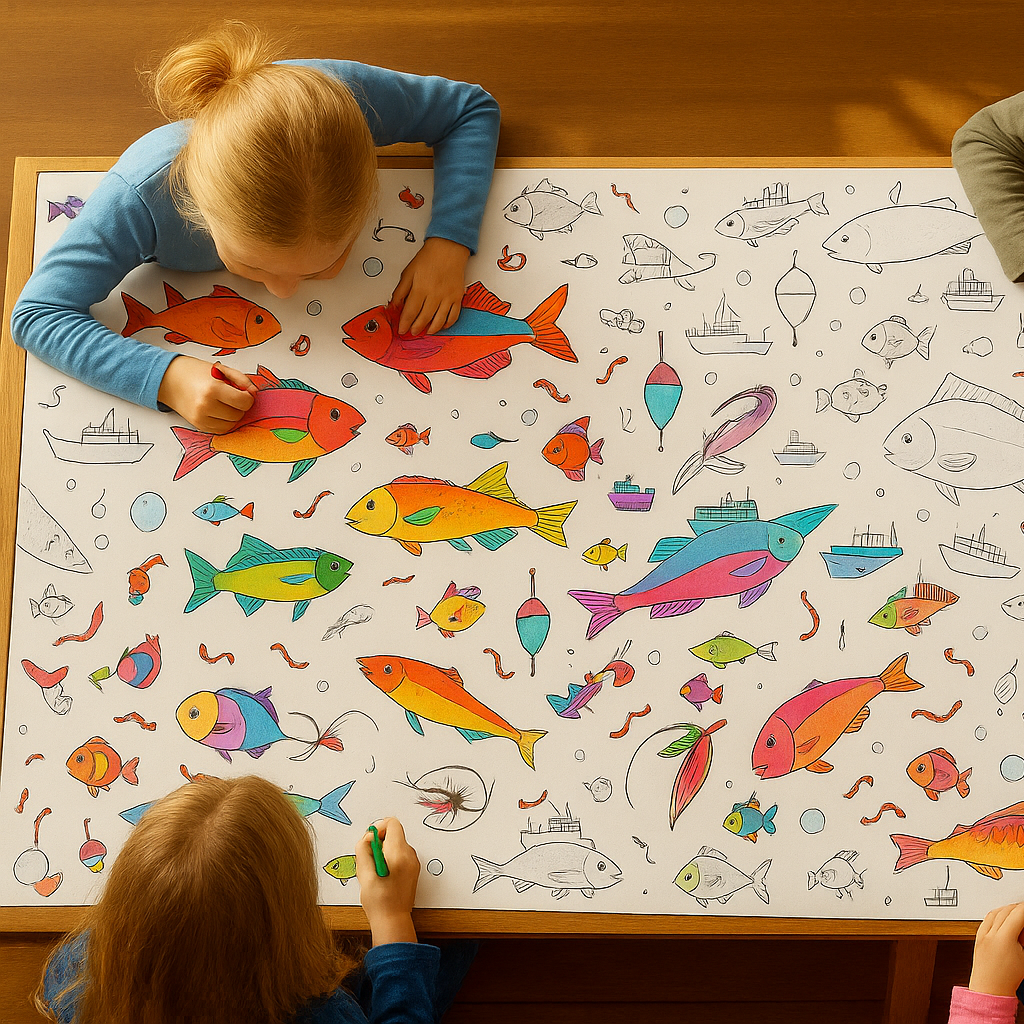 Fishing Coloring Tablecloth