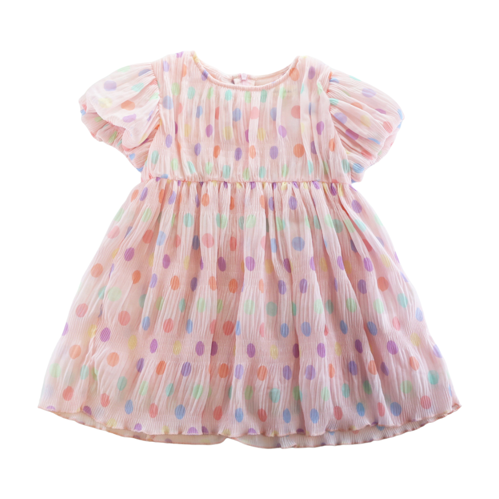 Spring Dot Chiffon Pleat Dress (3 COLORS)