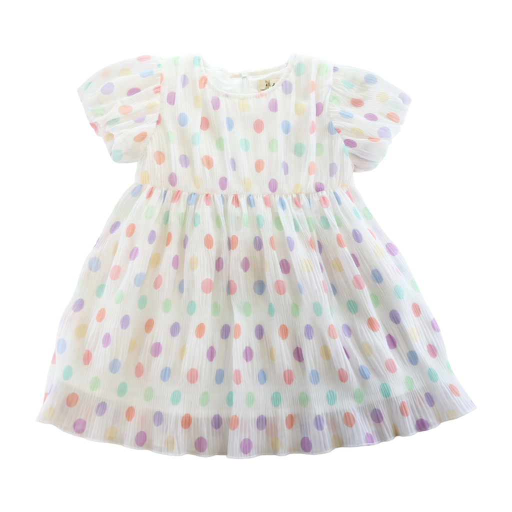 Spring Dot Chiffon Pleat Dress (3 COLORS)