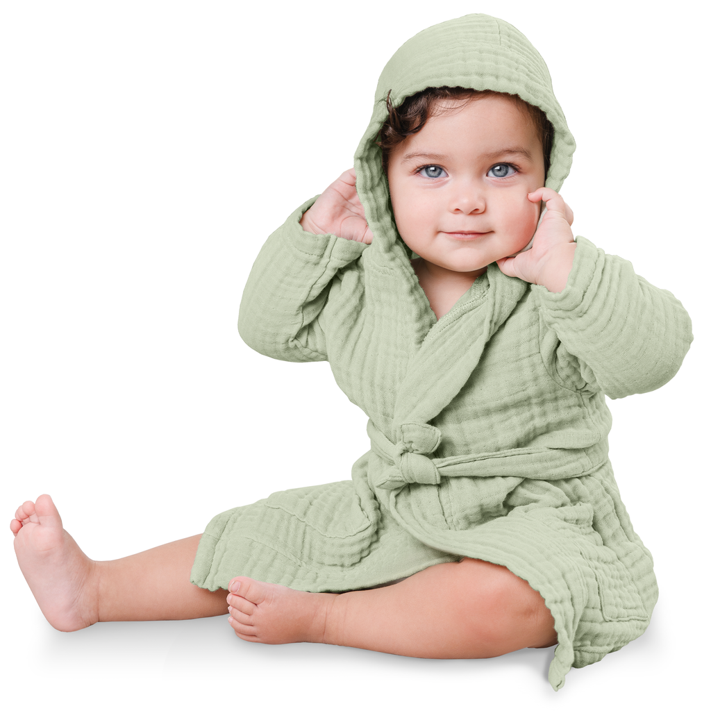 Muslin Bath Robe for Kids, Cotton Bathrobe by Comfy Cubs